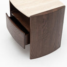 Tathra Nightstand - Espresso Oak & Travertine - Bedside Tables Tolv Loom Collection Dubai