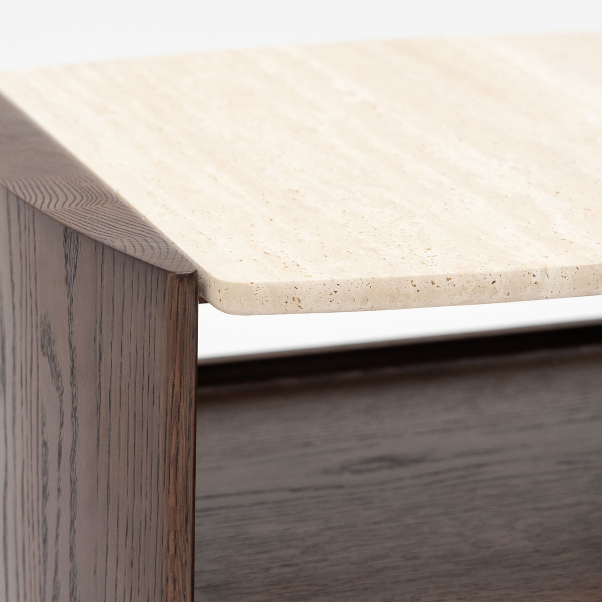 Tathra Nightstand - Espresso Oak & Travertine - Bedside Tables Tolv Loom Collection Dubai
