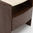 Tathra Nightstand - Espresso Oak & Travertine - Bedside Tables Tolv Loom Collection Dubai