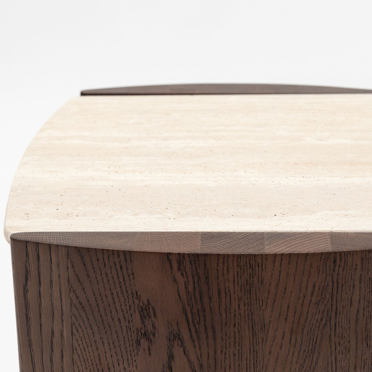 Tathra Nightstand - Espresso Oak & Travertine - Bedside Tables Tolv Loom Collection Dubai