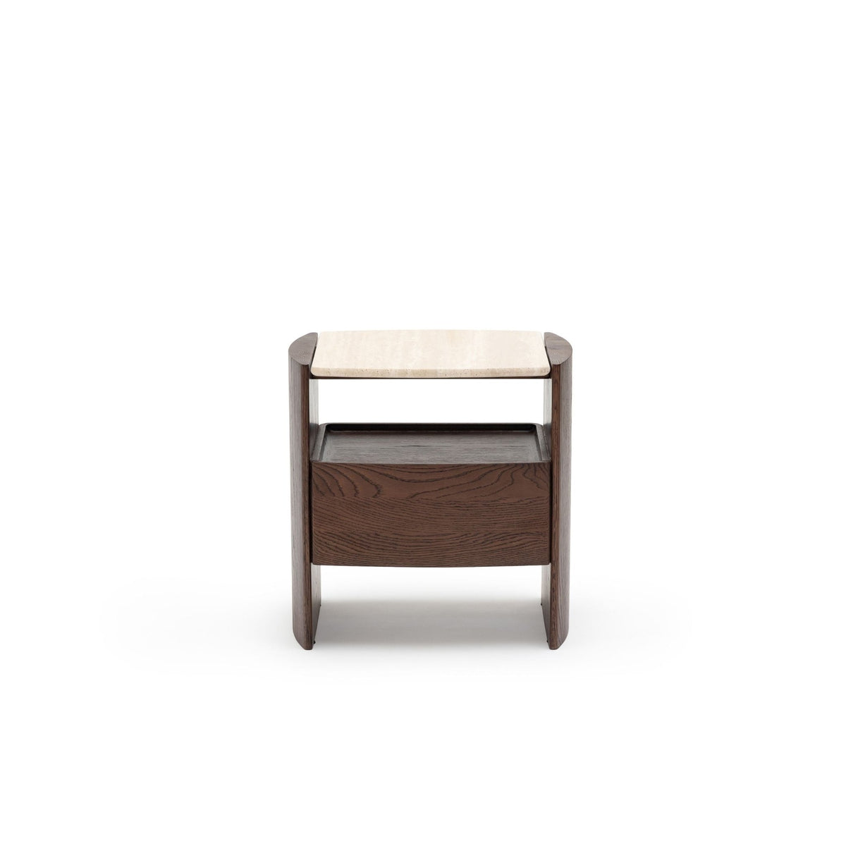 Tathra Nightstand - Espresso Oak & Travertine - Bedside Tables Tolv Loom Collection Dubai