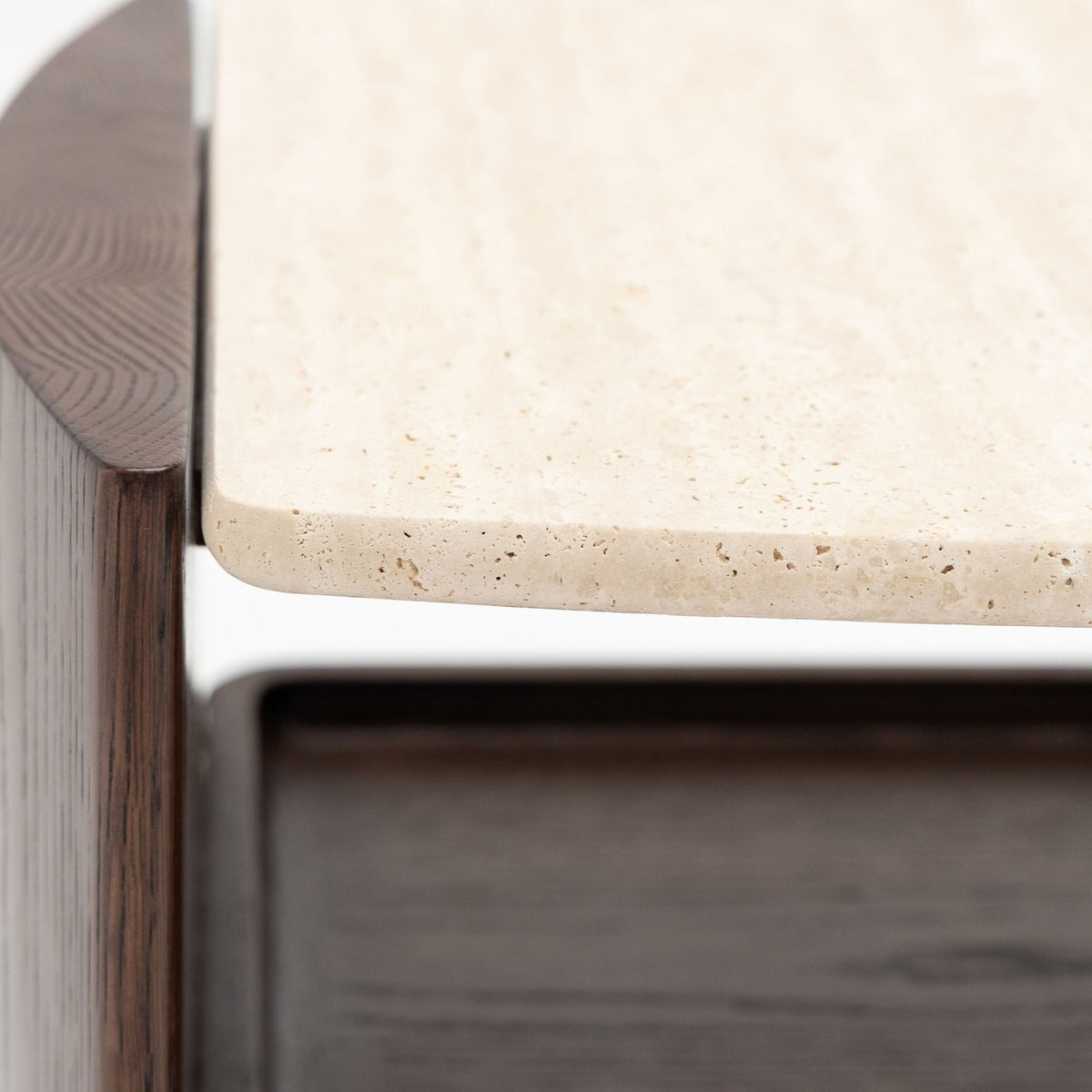 Tathra Nightstand - Espresso Oak & Travertine - Bedside Tables Tolv Loom Collection Dubai