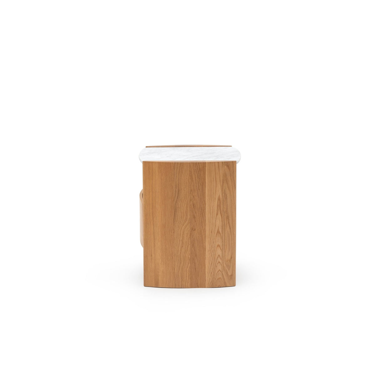 Tathra Nightstand - Light Oak & Bianca Carrara