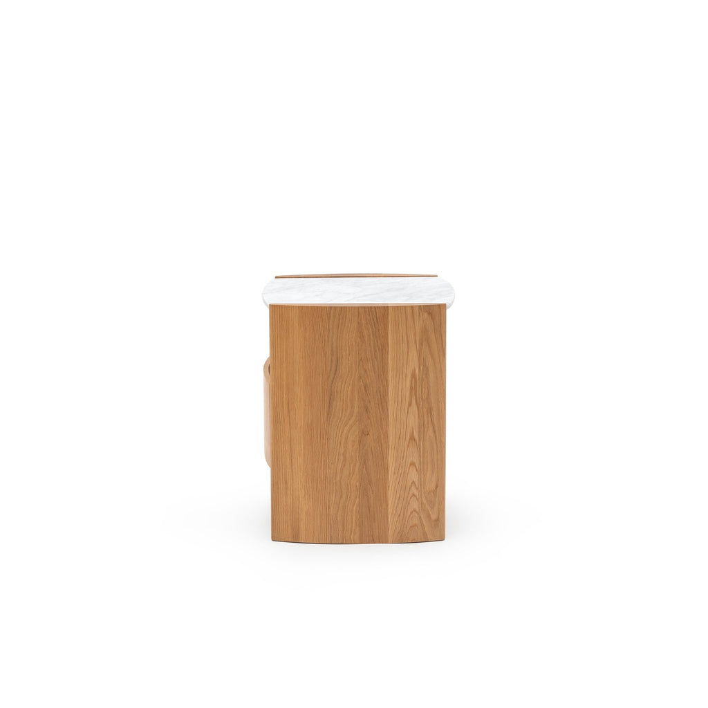 Tathra Nightstand - Light Oak & Bianca Carrara - Loom Collection