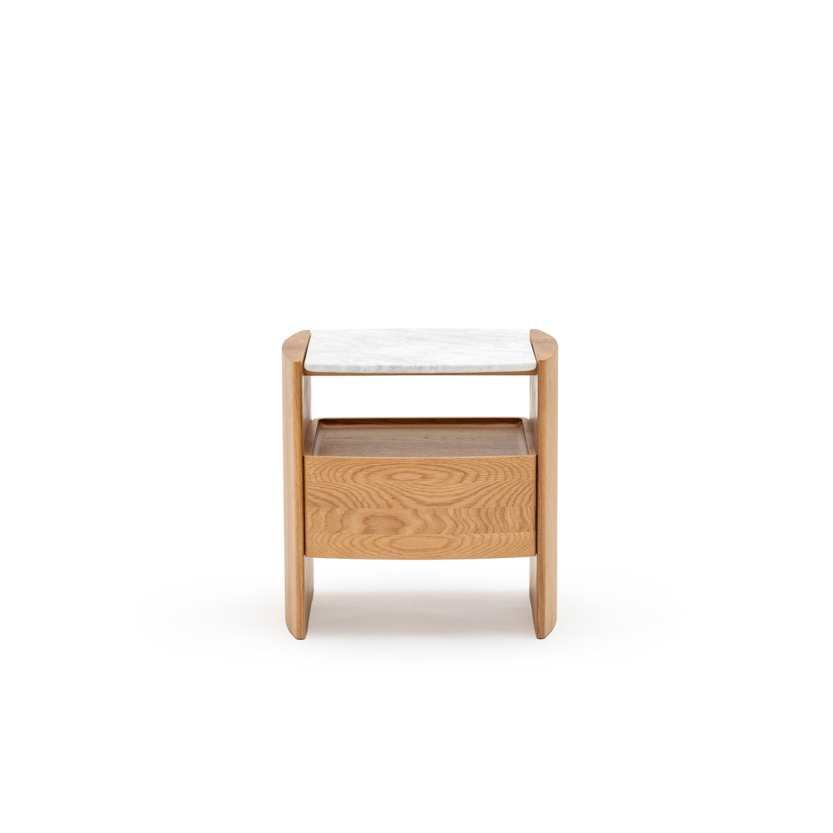 Tathra Nightstand - Light Oak & Bianca Carrara
