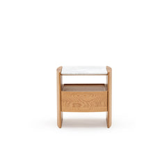Tathra Nightstand - Light Oak & Bianca Carrara