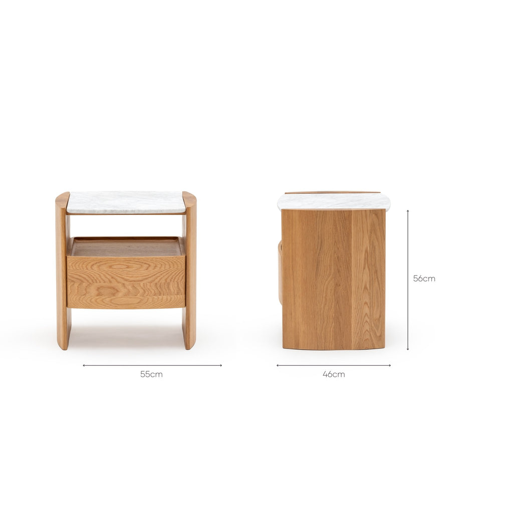 Tathra Nightstand - Light Oak & Bianca Carrara - Loom Collection