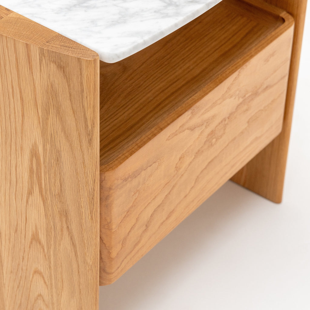 Tathra Nightstand - Light Oak & Bianca Carrara - Loom Collection