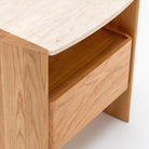 Tathra Nightstand - Light Oak & Travertine