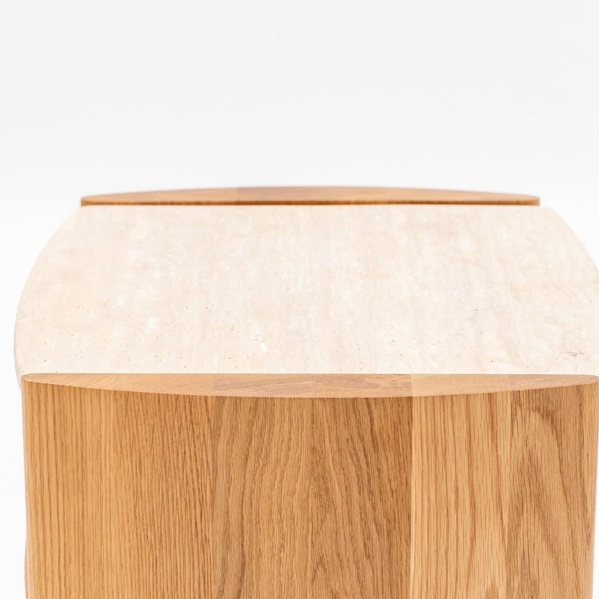 Tathra Nightstand - Light Oak & Travertine