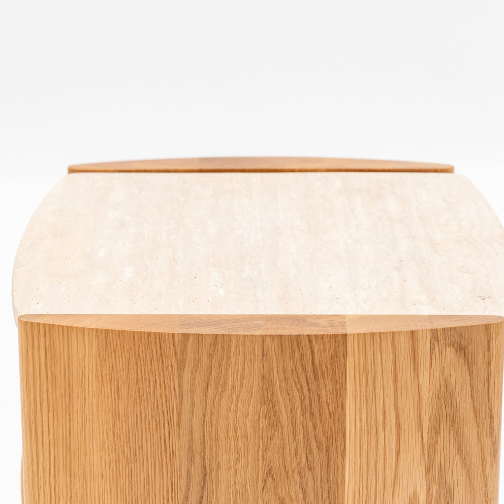 Tathra Nightstand - Light Oak & Travertine - Loom Collection