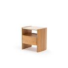 Tathra Nightstand - Light Oak & Travertine