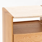 Tathra Nightstand - Light Oak & Travertine