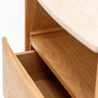 Tathra Nightstand - Light Oak & Travertine