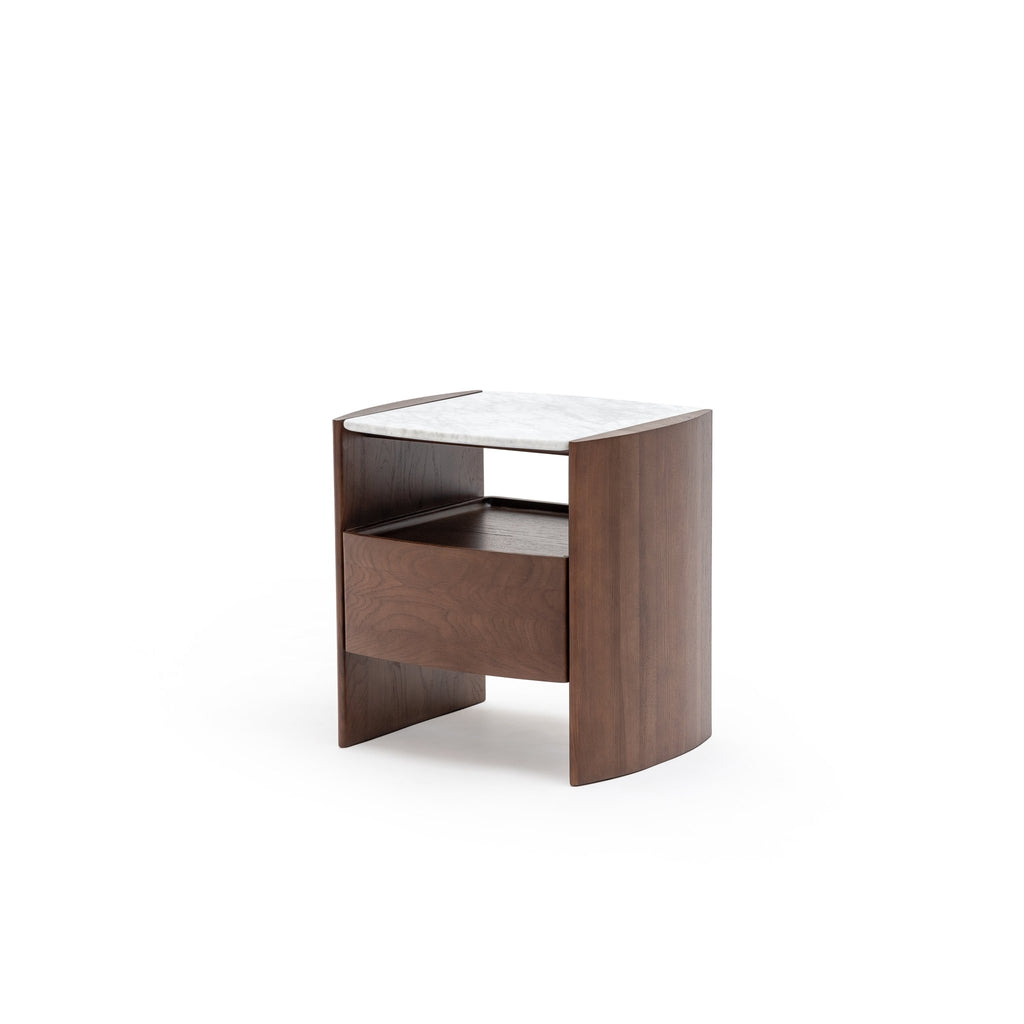 Tathra Nightstand - Smoked Oak & Bianca Carrara - Loom Collection