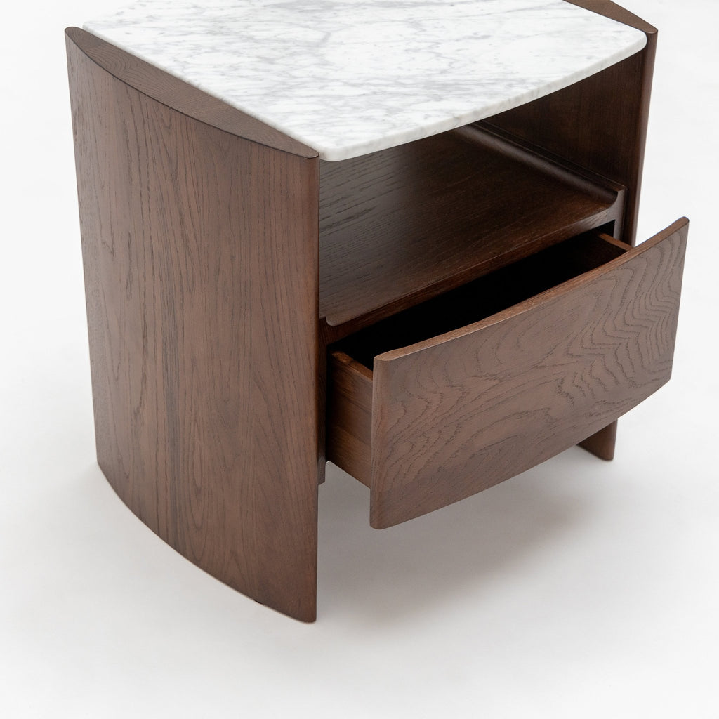 Tathra Nightstand - Smoked Oak & Bianca Carrara - Loom Collection