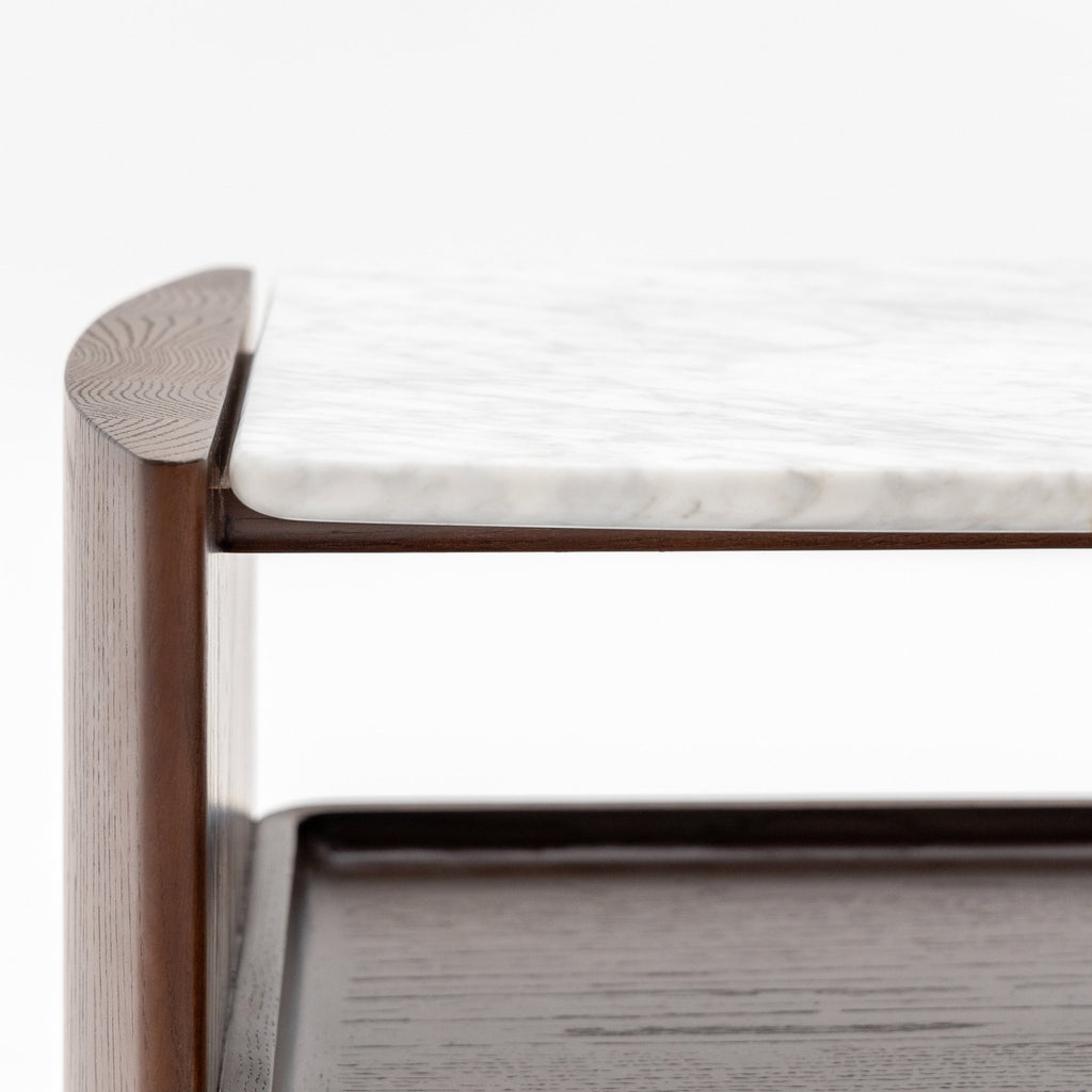 Tathra Nightstand - Smoked Oak & Bianca Carrara - Loom Collection