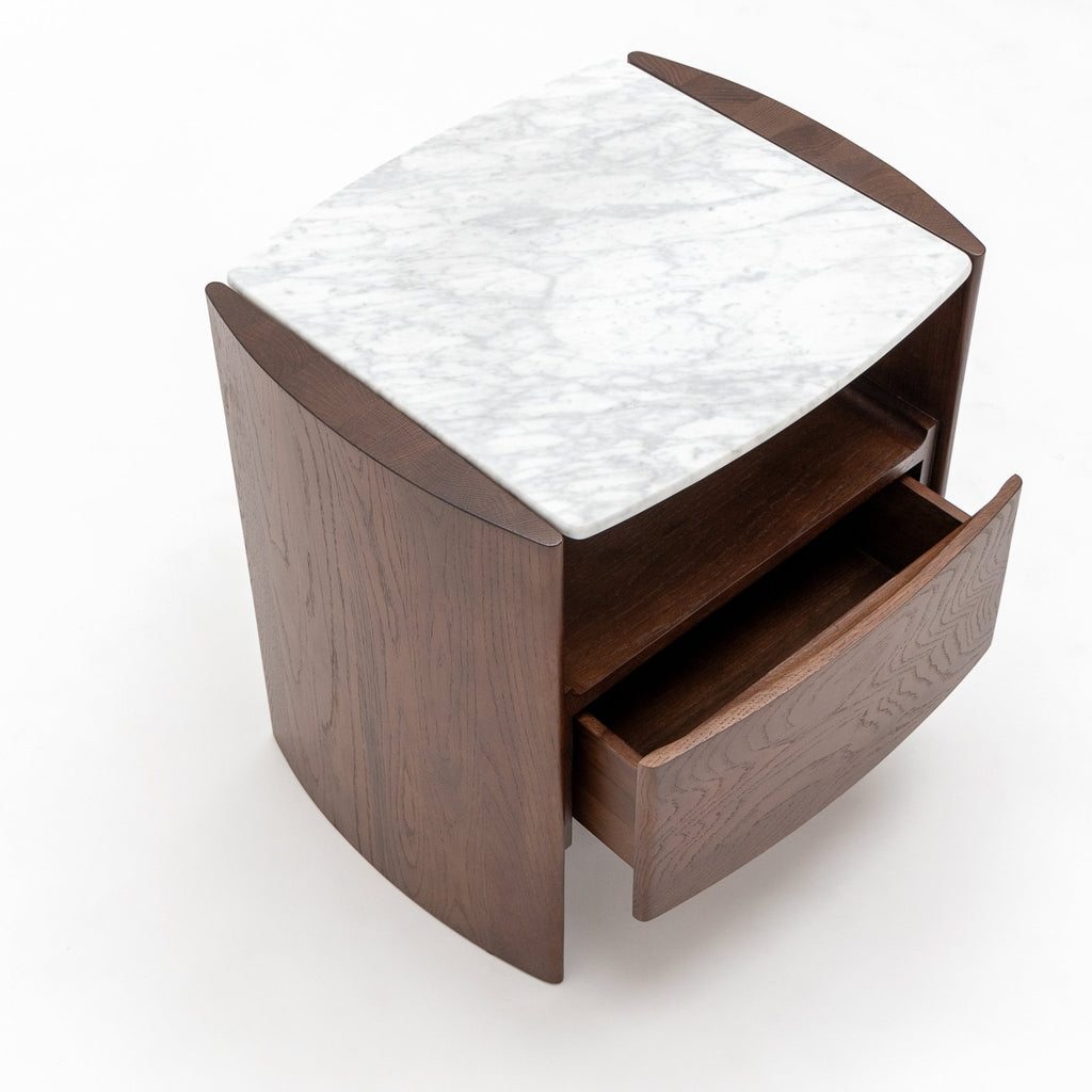 Tathra Nightstand - Smoked Oak & Bianca Carrara - Loom Collection