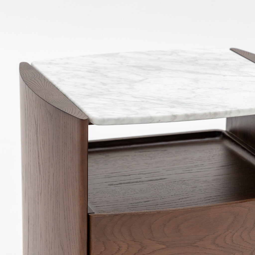 Tathra Nightstand - Smoked Oak & Bianca Carrara - Loom Collection