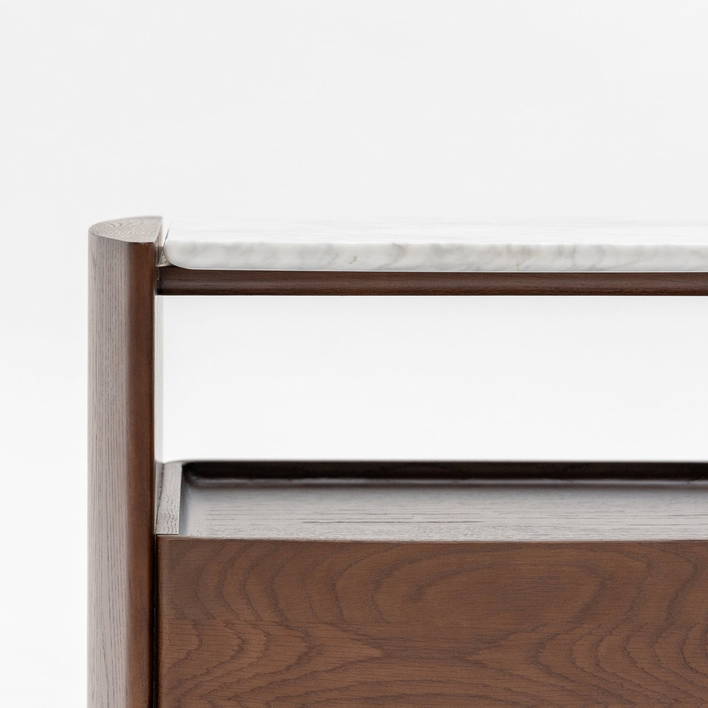 Tathra Nightstand - Smoked Oak & Bianca Carrara - Loom Collection