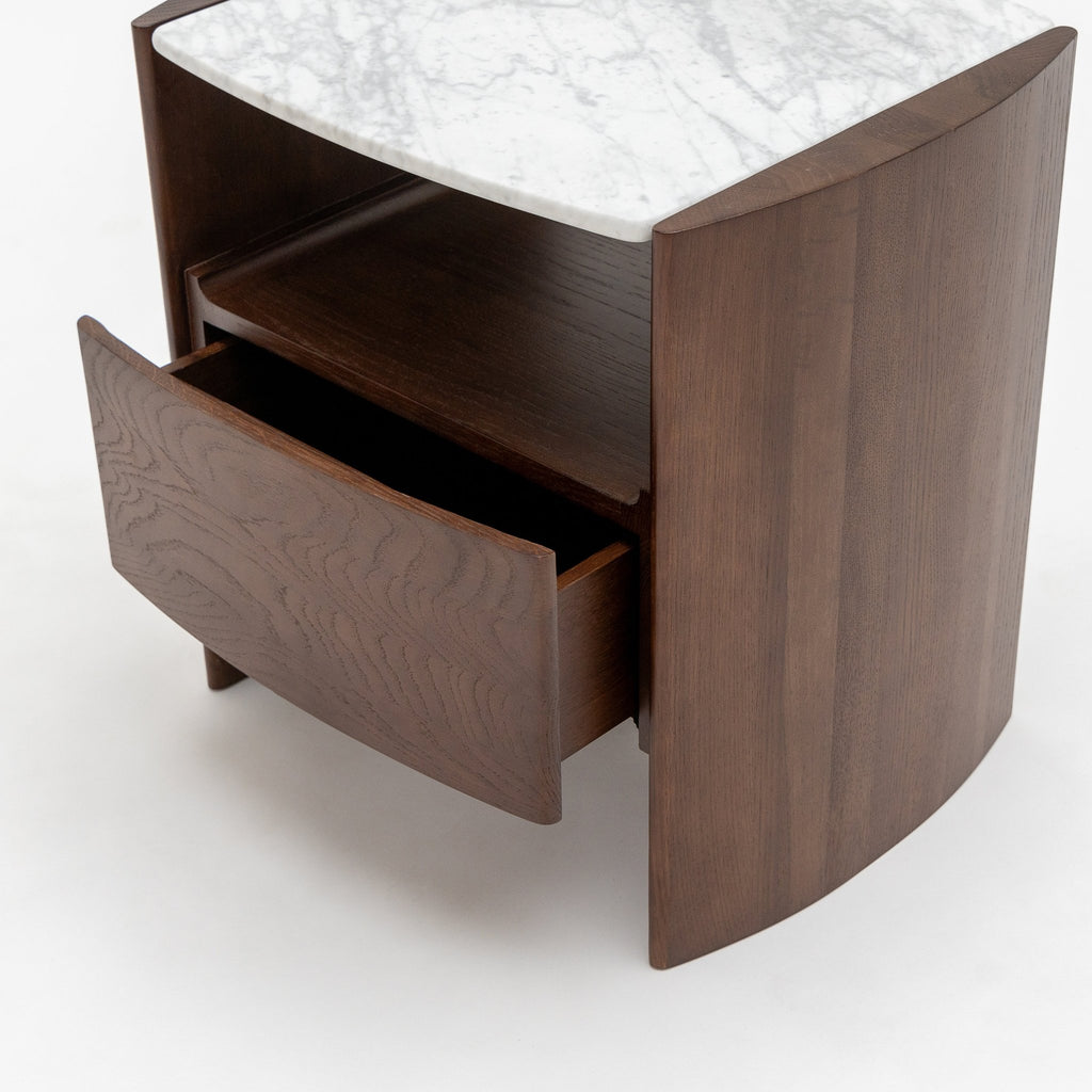 Tathra Nightstand - Smoked Oak & Bianca Carrara - Loom Collection