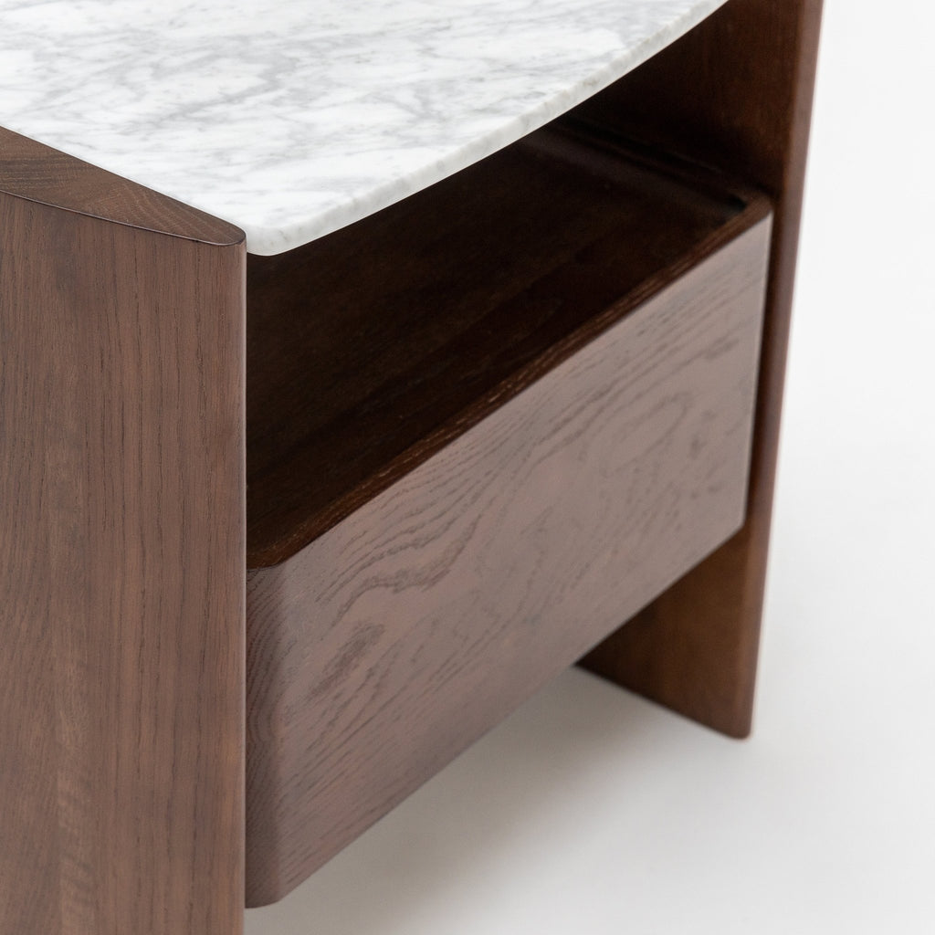 Tathra Nightstand - Smoked Oak & Bianca Carrara - Loom Collection