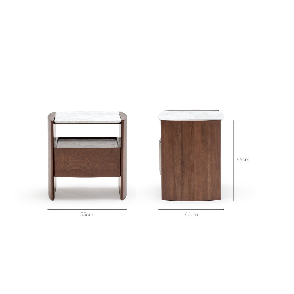 Tathra Nightstand - Smoked Oak & Bianca Carrara - Loom Collection