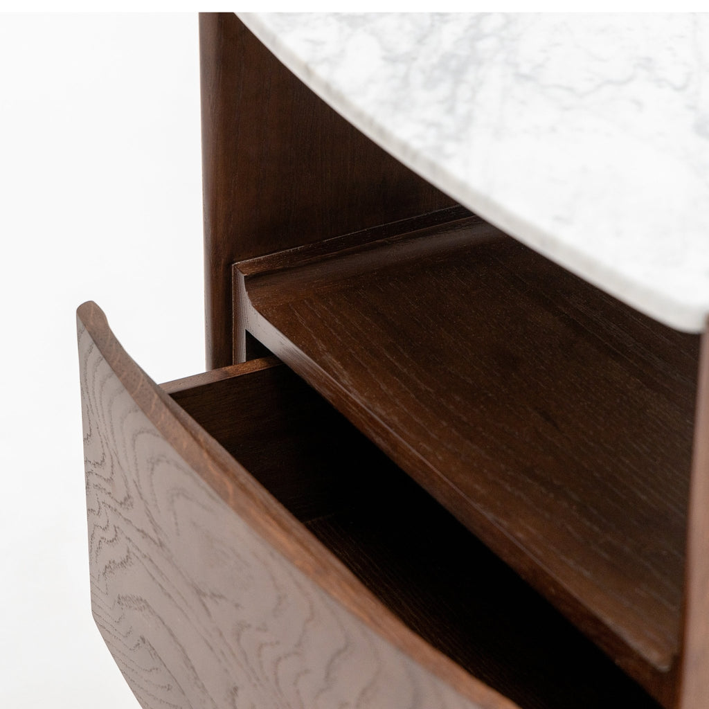 Tathra Nightstand - Smoked Oak & Bianca Carrara - Loom Collection