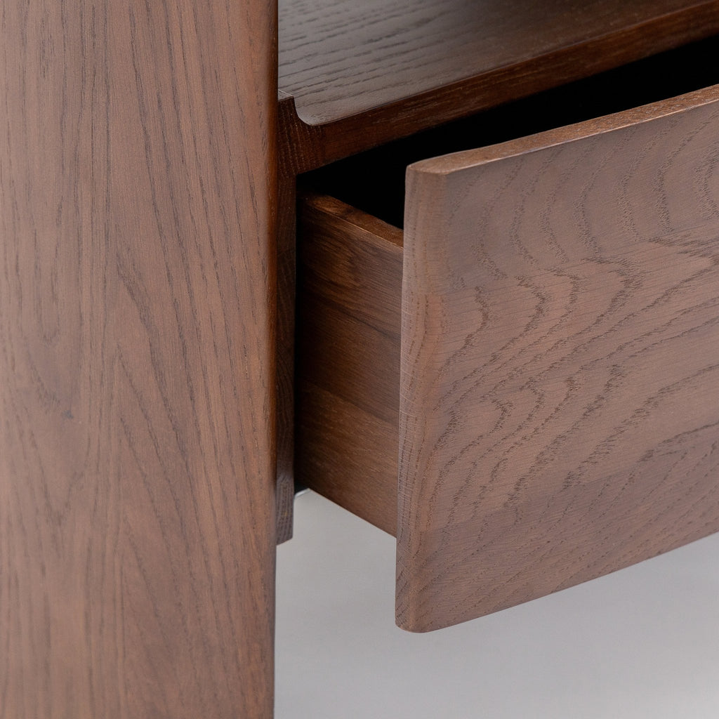 Tathra Nightstand - Smoked Oak & Travertine - Loom Collection