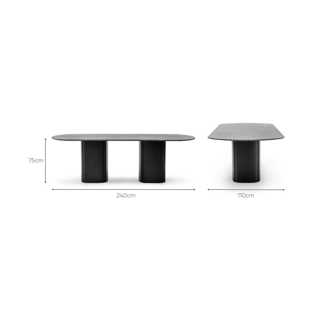 Tathra Table - Black Oak & Nero Marquina - Loom Collection