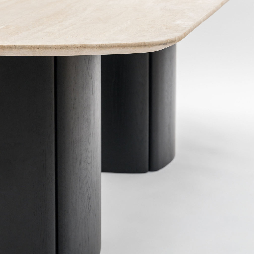 Tathra Table - Black Oak & Travertine - Oval Dining Tables Tolv Loom Collection Dubai