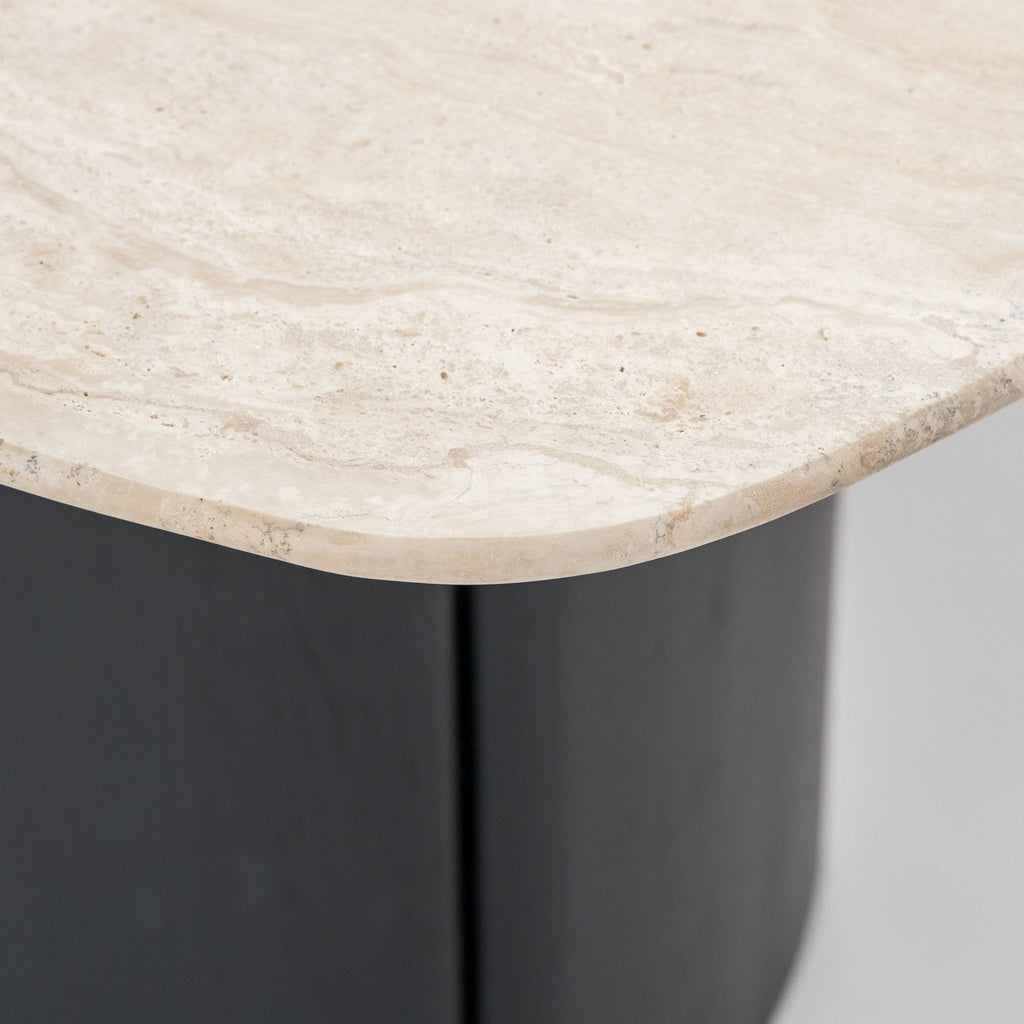 Tathra Table - Black Oak & Travertine - Oval Dining Tables Tolv Loom Collection Dubai