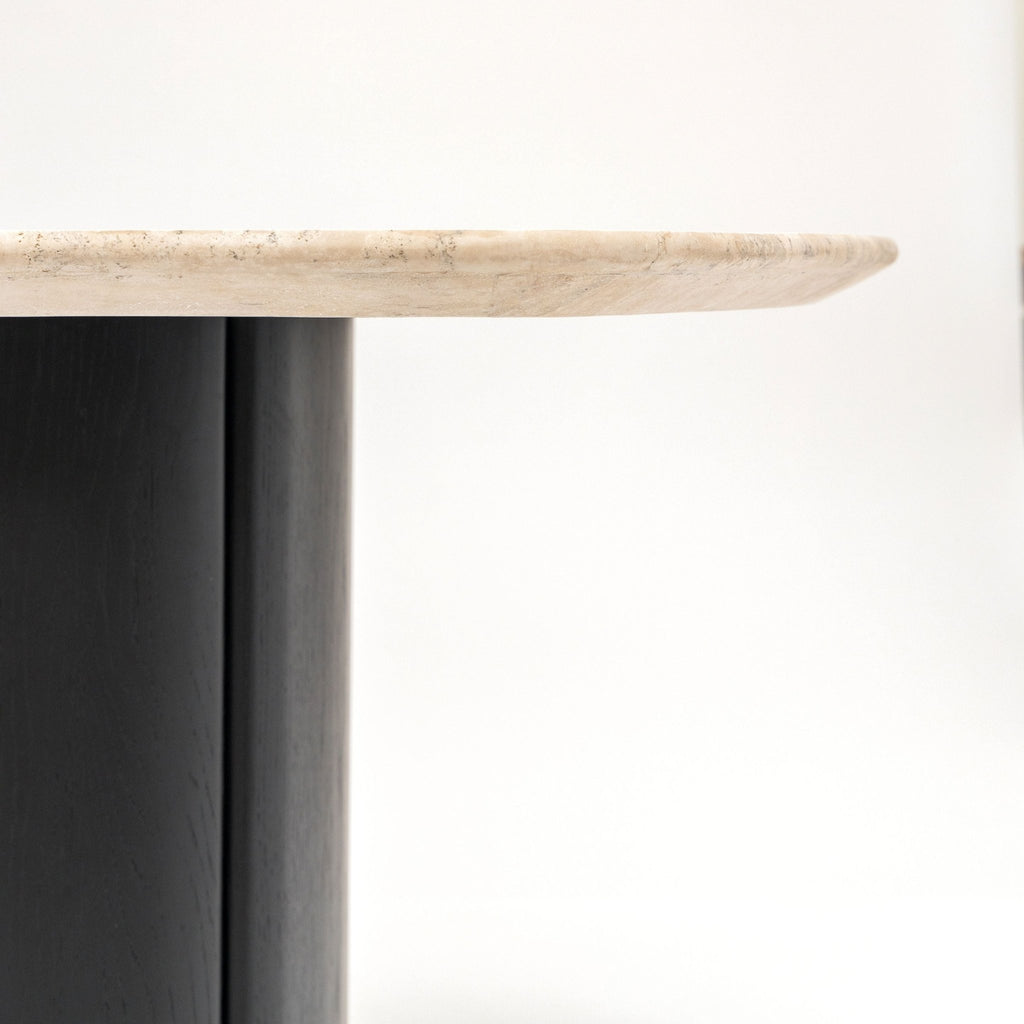 Tathra Table - Black Oak & Travertine - Oval Dining Tables Tolv Loom Collection Dubai