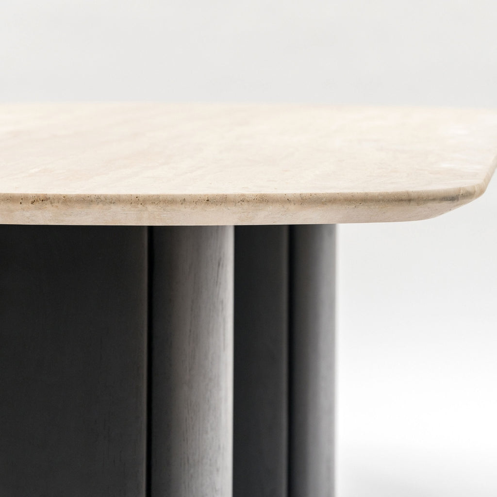 Tathra Table - Black Oak & Travertine - Oval Dining Tables Tolv Loom Collection Dubai