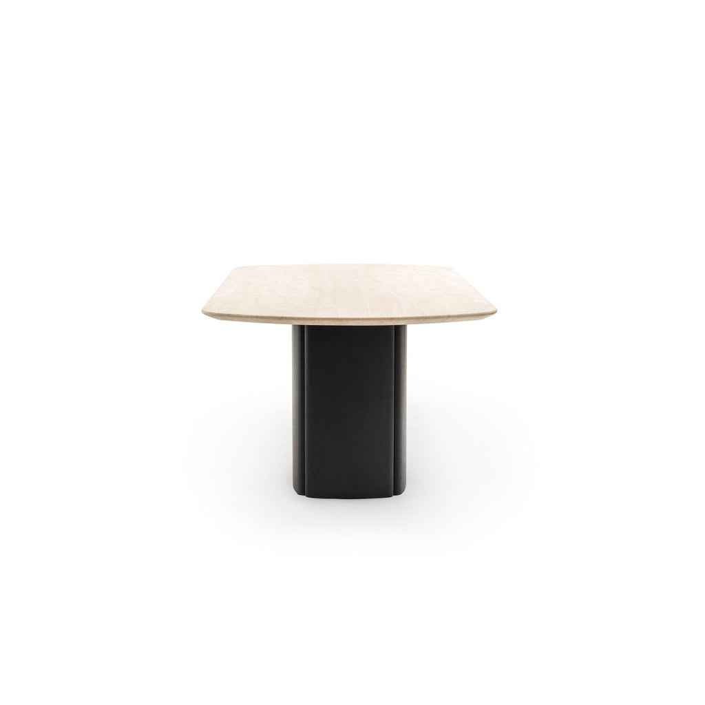 Tathra Table - Black Oak & Travertine - Oval Dining Tables Tolv Loom Collection Dubai