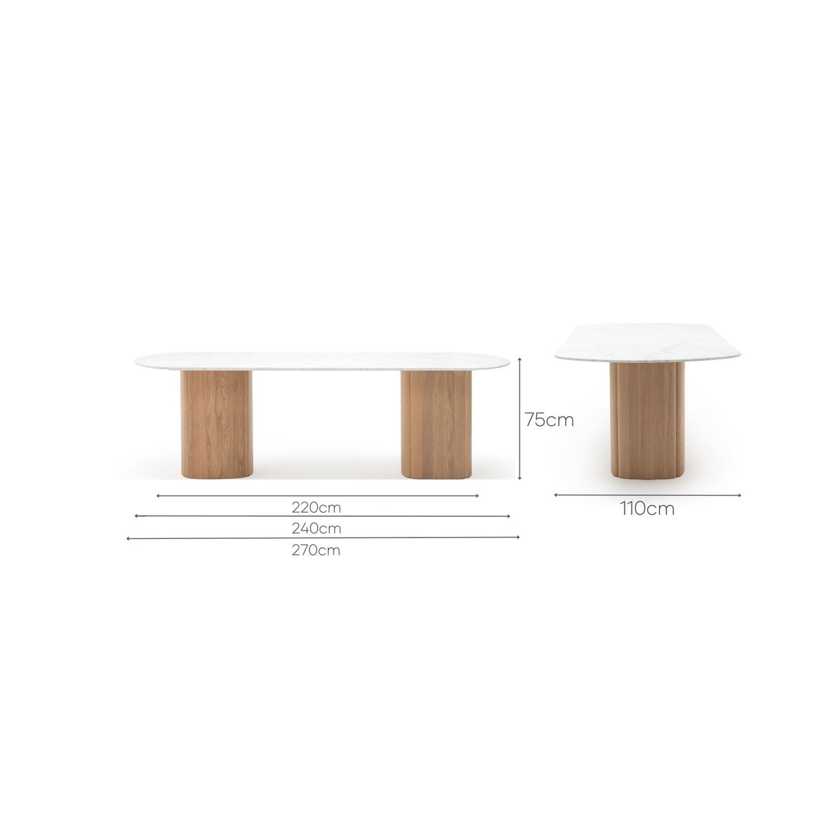 Tathra Table - Blonde Oak & Bianca Carrara - Dining Tables Tolv Loom Collection Dubai