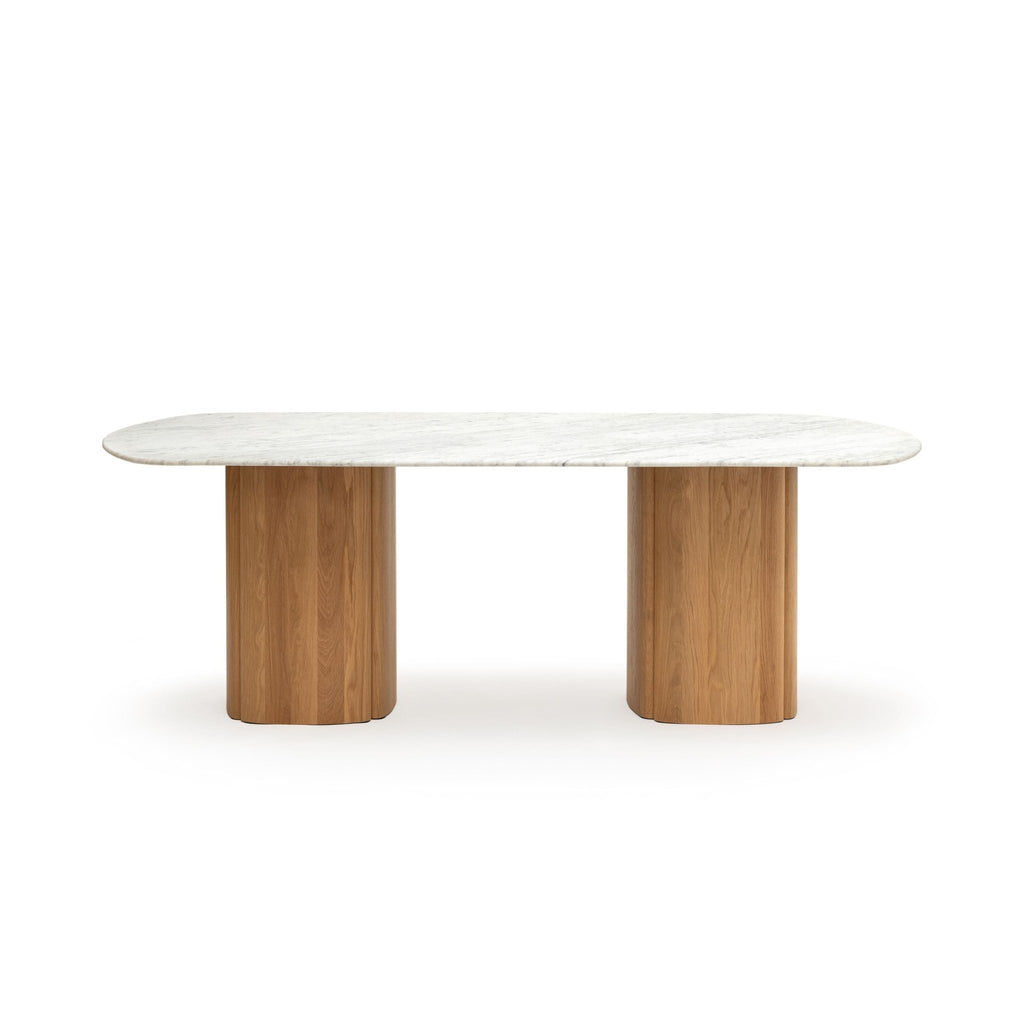 Tathra Table - Light Oak & Bianca Carrara - Oval Dining Tables Tolv Loom Collection Dubai