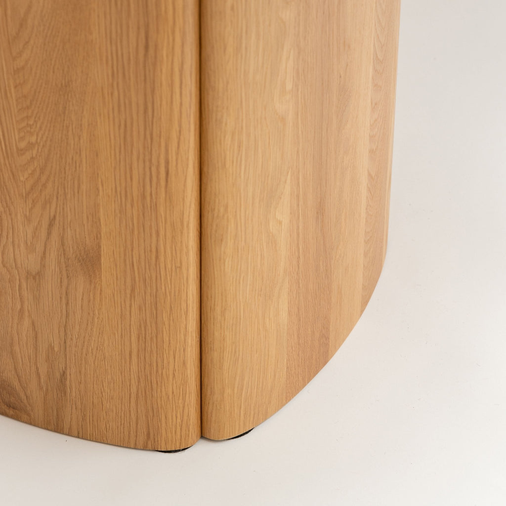 Tathra Table - Light Oak & Travertine - Oval Dining Tables Tolv Loom Collection Dubai