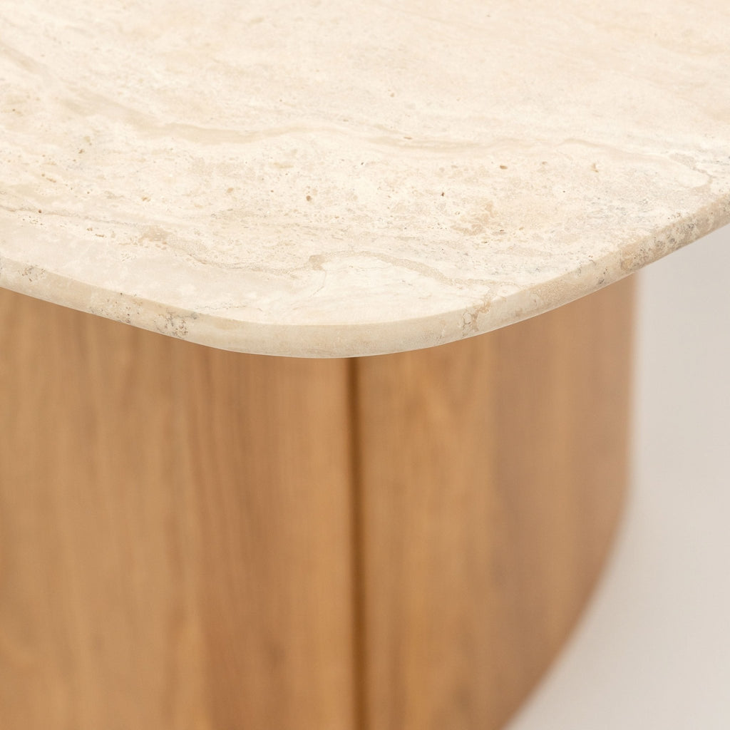 Tathra Table - Light Oak & Travertine - Oval Dining Tables Tolv Loom Collection Dubai