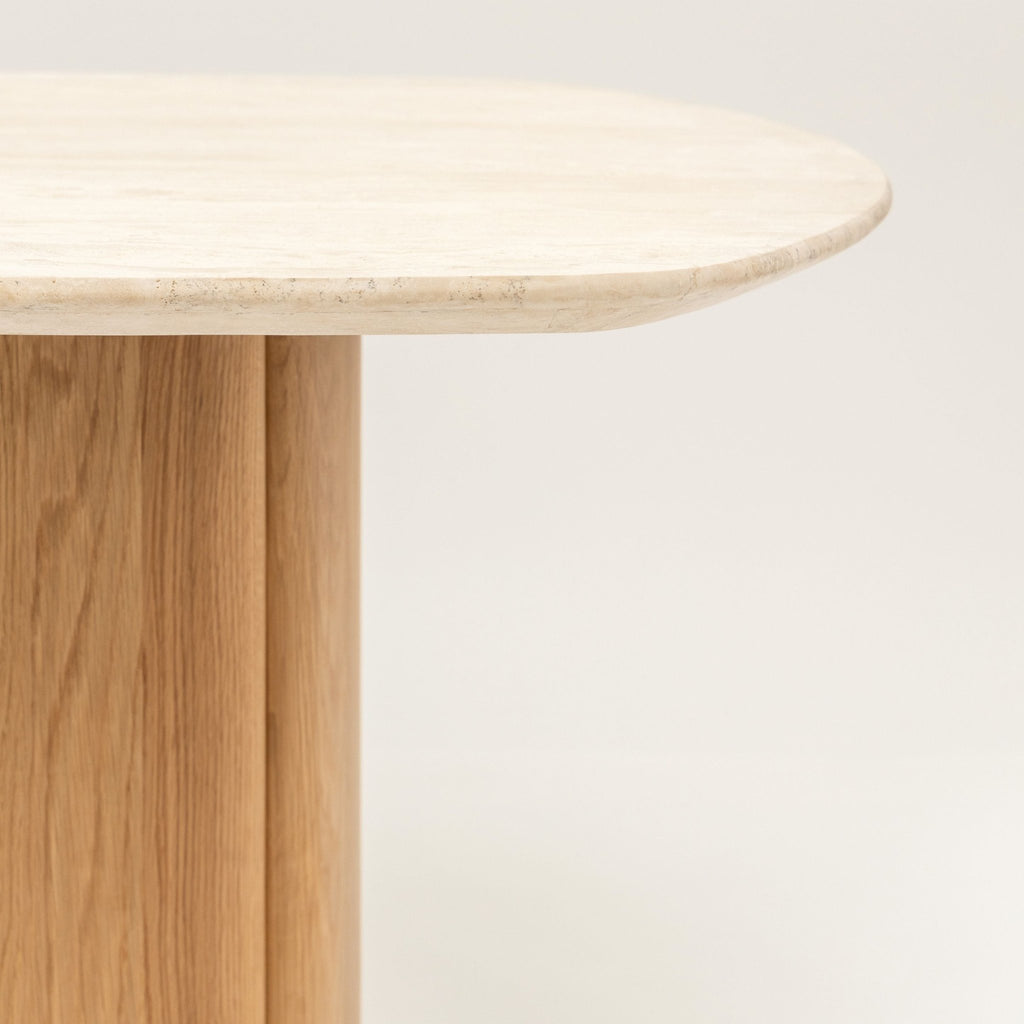 Tathra Table - Light Oak & Travertine - Oval Dining Tables Tolv Loom Collection Dubai