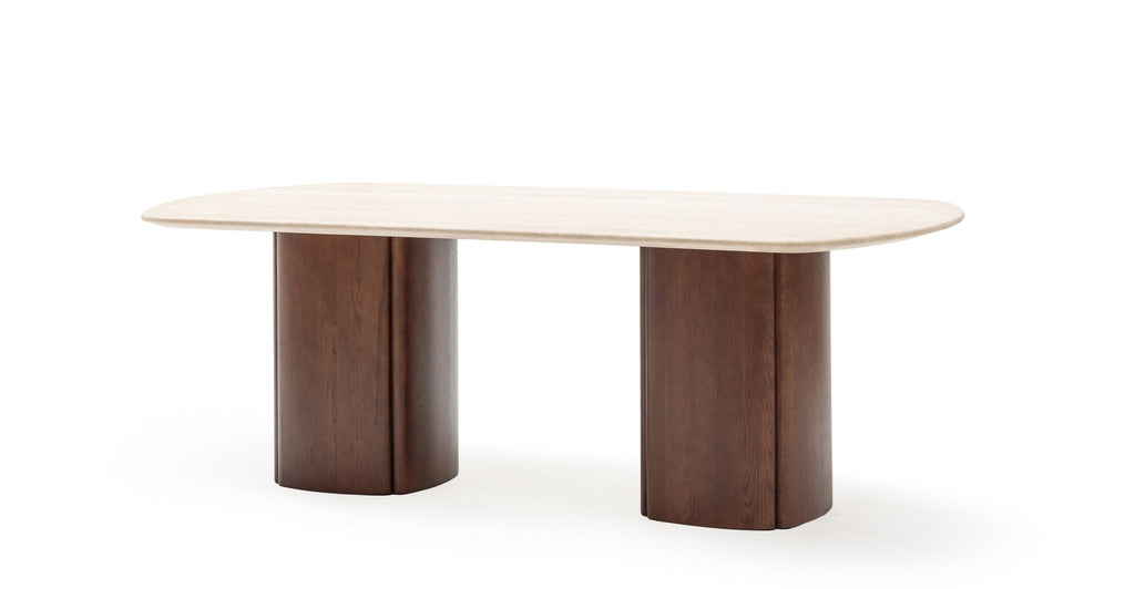 Tathra Table - Smoked Oak & Travertine.