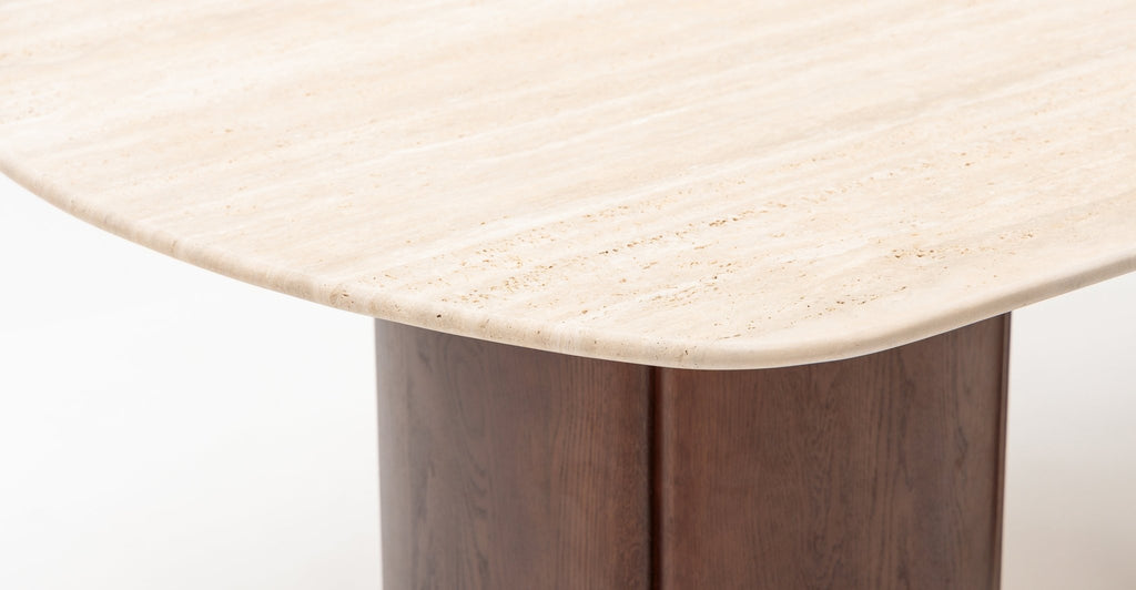 Tathra Table - Smoked Oak & Travertine.