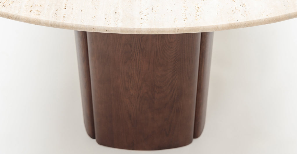 Tathra Table - Smoked Oak & Travertine.