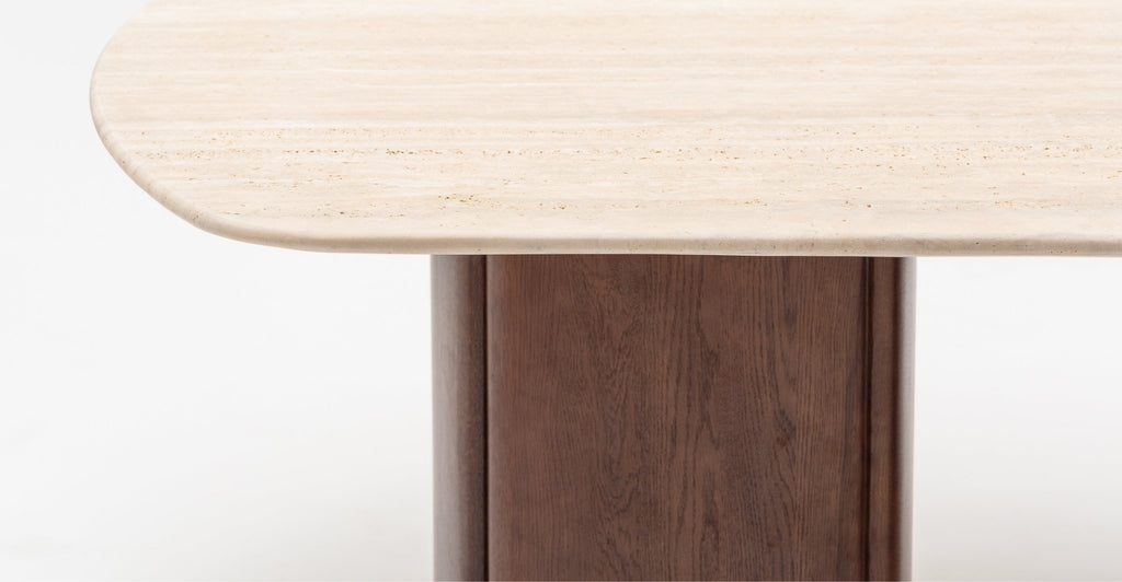 Tathra Table - Smoked Oak & Travertine.