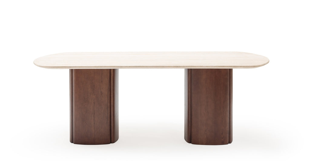 Tathra Table - Smoked Oak & Travertine.