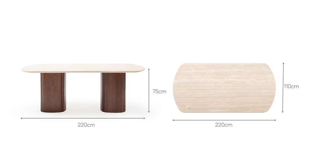 Tathra Table - Smoked Oak & Travertine.