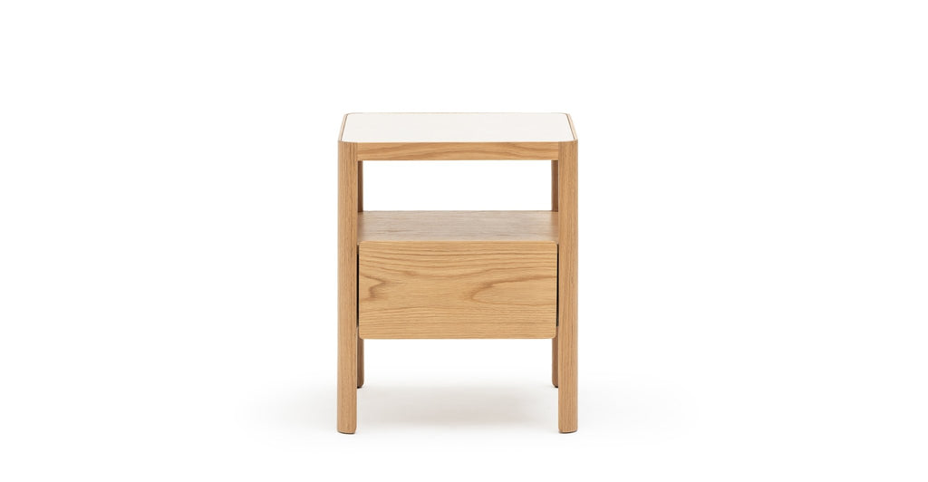 Theo Nightstand - Light Oak & Sintered Stone.