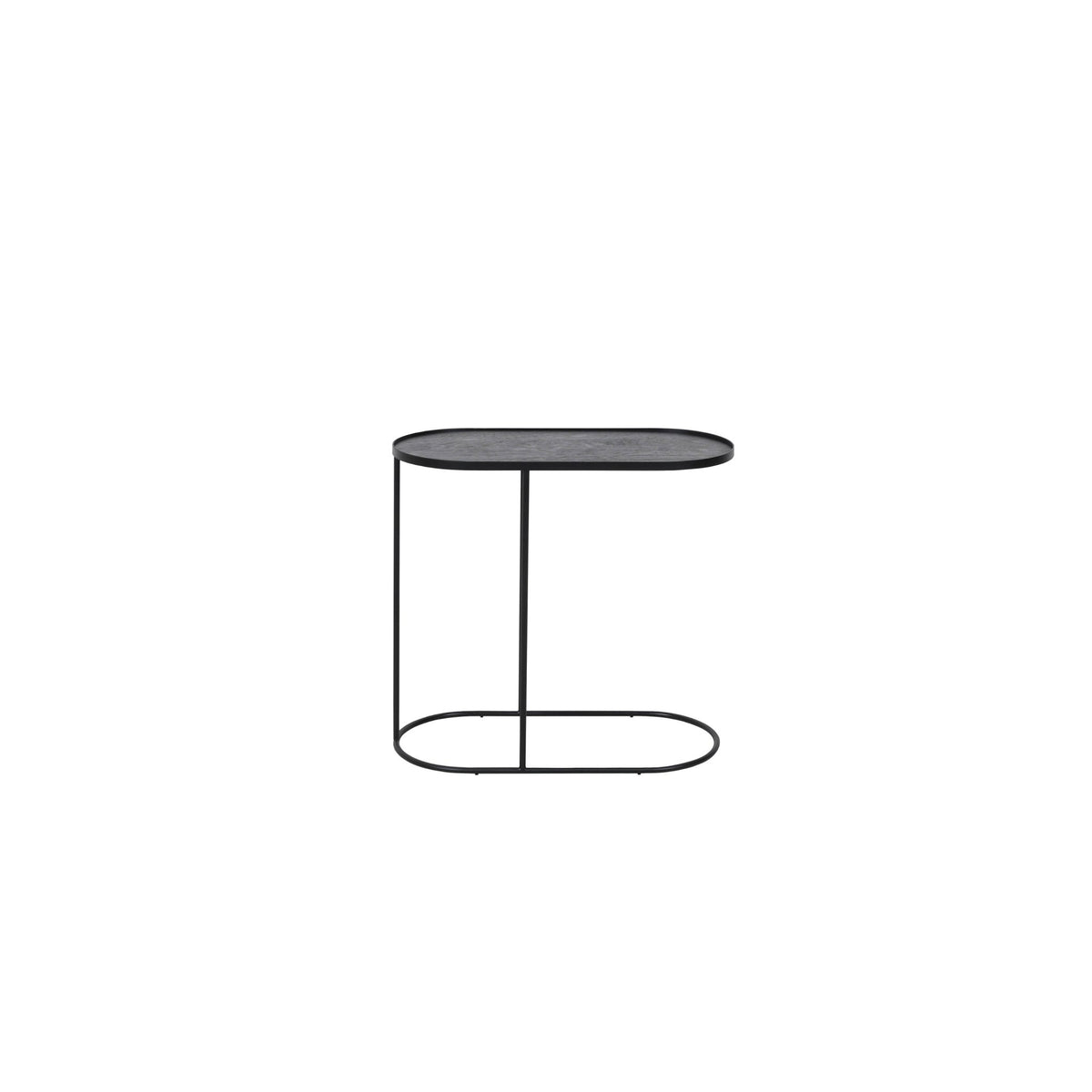 Tray Side Table - Varnished Wood - Black - Oblong