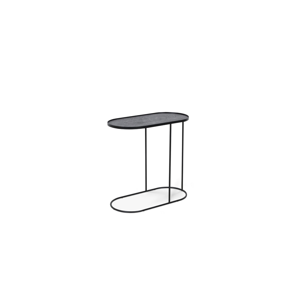 Tray Side Table - Varnished Wood - Black - Oblong