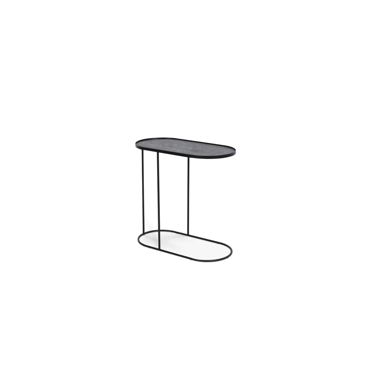 Tray Side Table - Varnished Wood - Black - Oblong